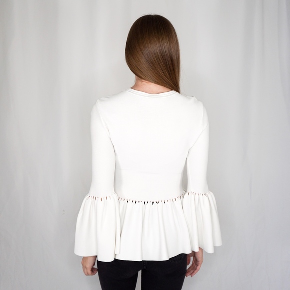 JONATHAN SIMKHAI Knit Bell Sleeve Peplum Top 0005 - Picture 5 of 8